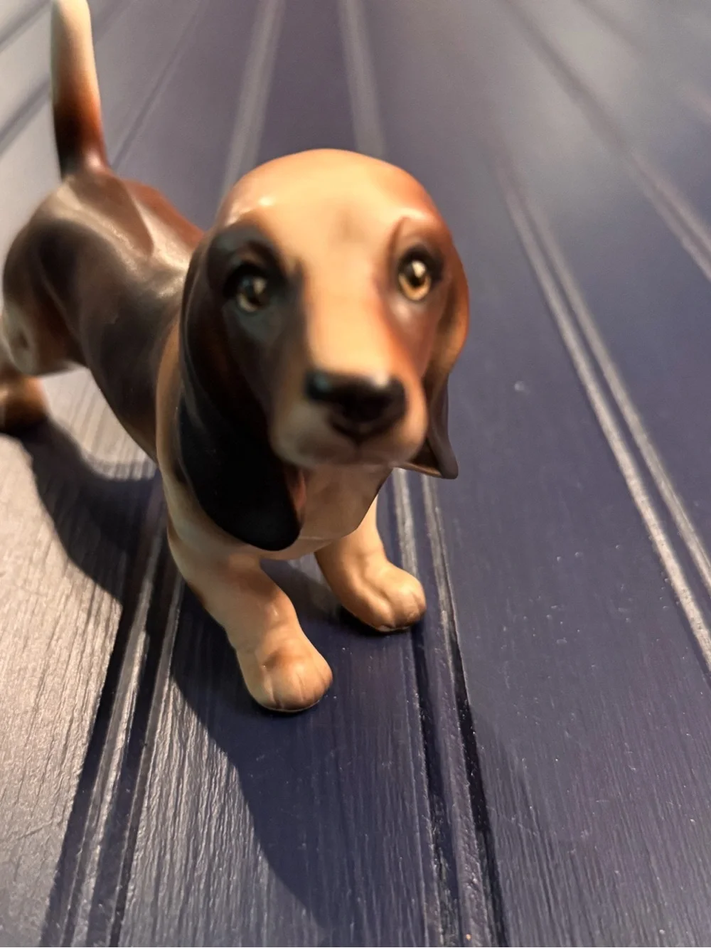 Vintage Japanese Basset Hound Figurine — Hand-Painted Porcelain
